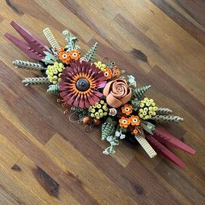 Floral Lego Arrangement with Orange and Brown Accents